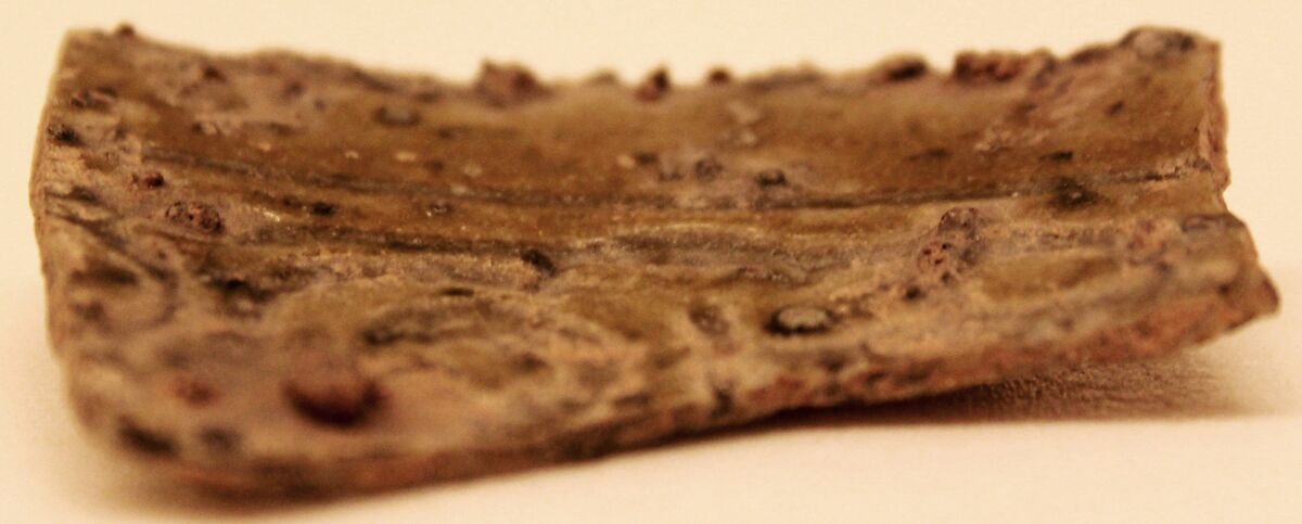 Fragment of a Waster, Stonepaste; white body, molded, incised and pierced under celadon-green glaze