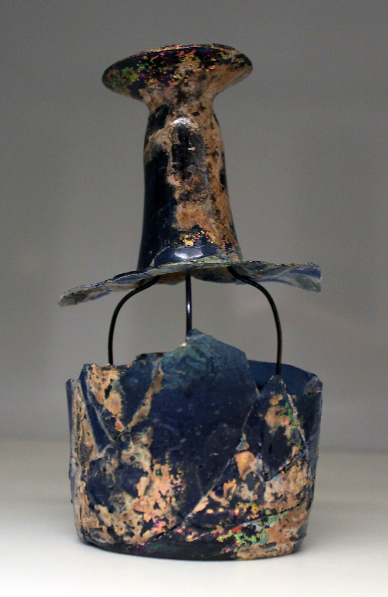 Bottle Fragments, Glass, blue; mold blown 