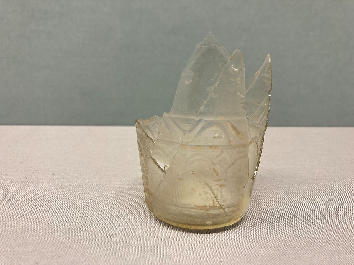Fragment of a Beaker, Glass, colorless; cut 