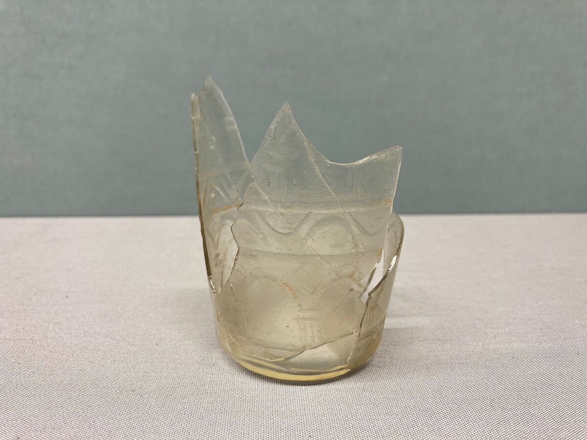 Fragment of a Beaker, Glass, colorless; cut