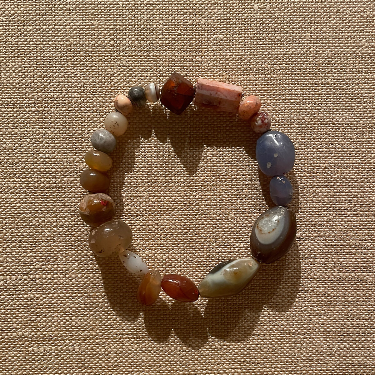Beads, Chalcedony; cut 