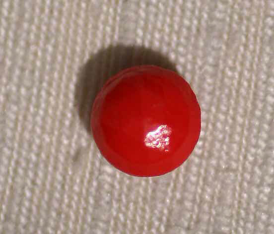 Bead, Glass, red; drilled 