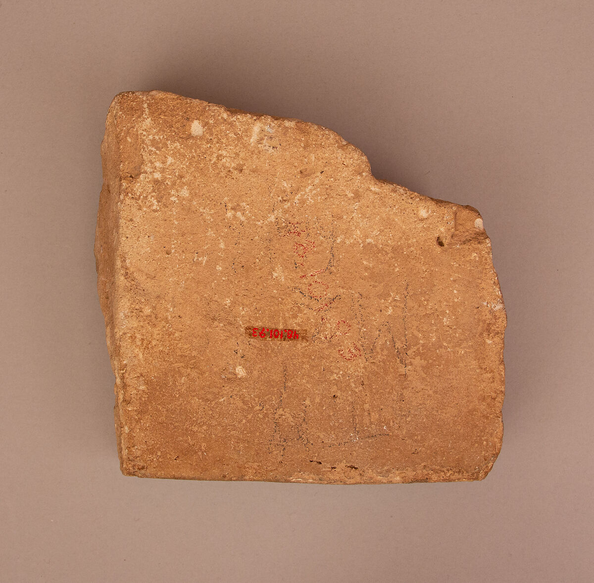 Fragment of a Carved or Molded and Glazed Tile, Earthenware; turquoise glaze