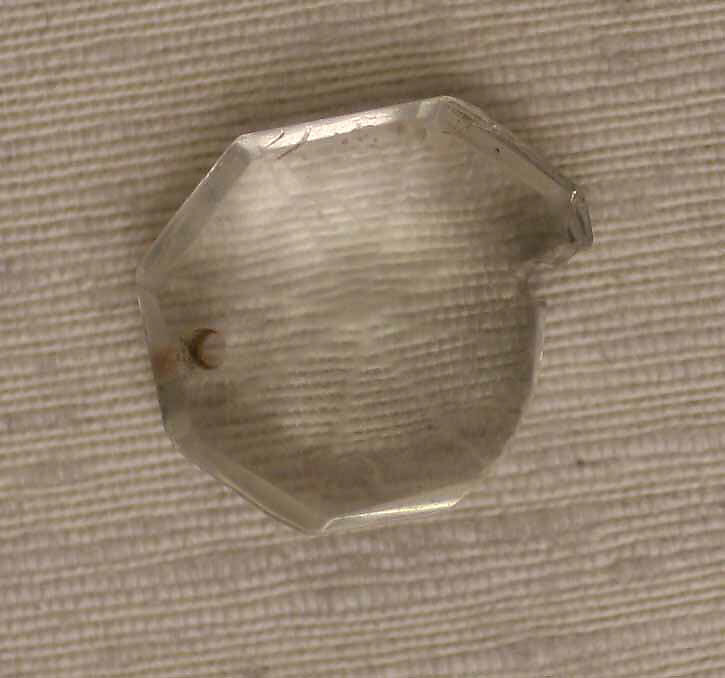 Bead, Rock crystal; cut and pierced 