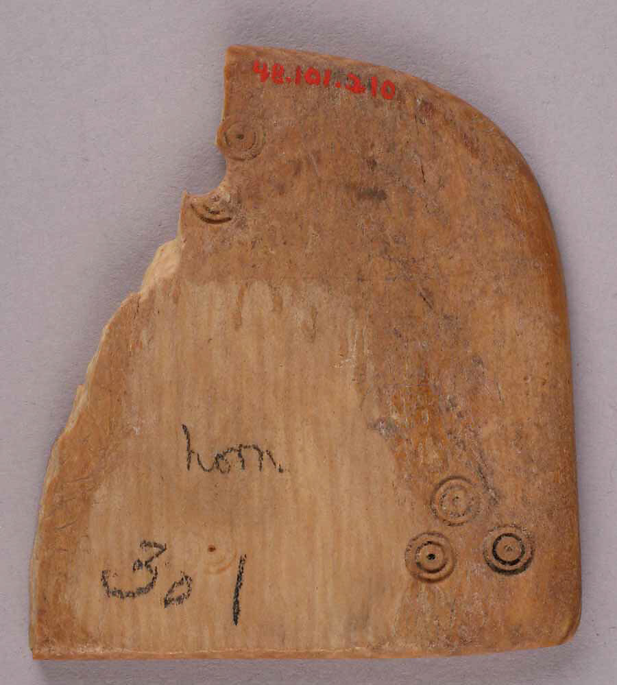 Plaque or Ornament, Bone; incised and inlaid with paint