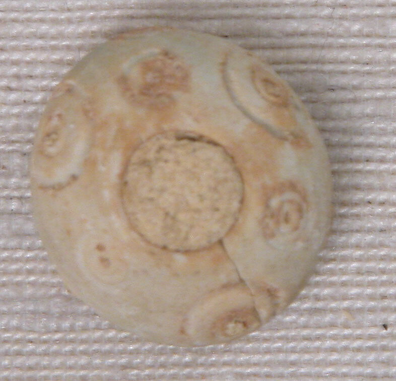 Button or Bead, Bone; incised and inlaid with paint