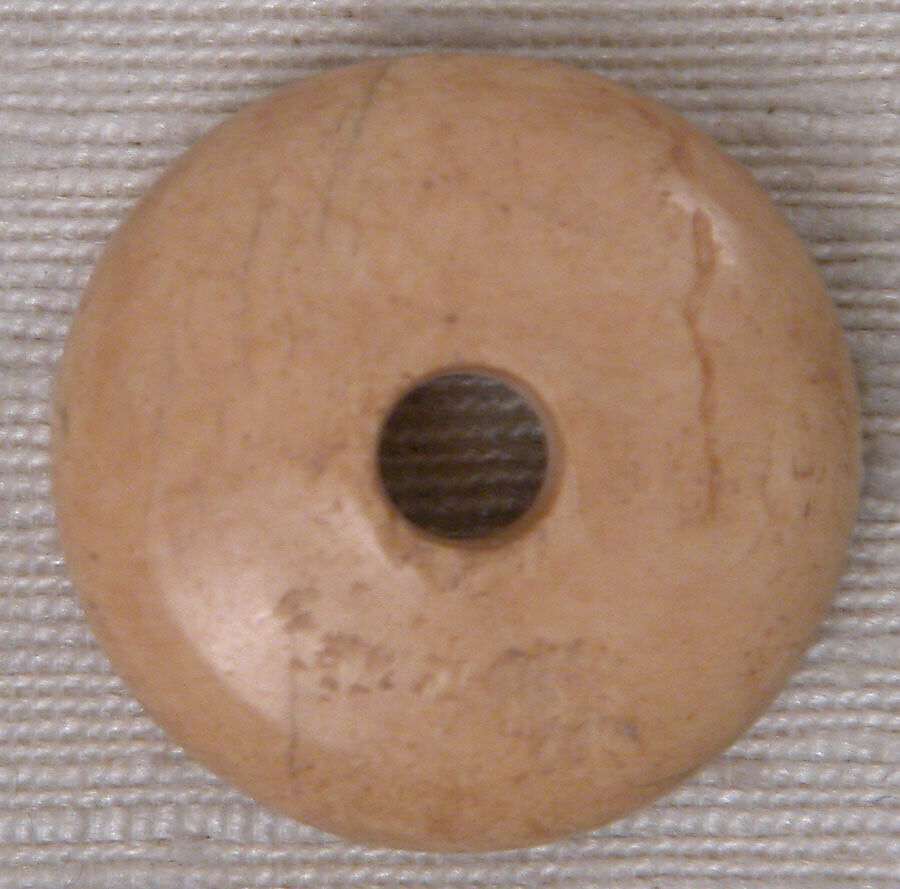 Button or Bead, Bone; incised and inlaid with paint