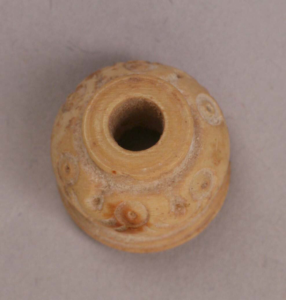 Button or Bead, Bone; incised and inlaid with paint 