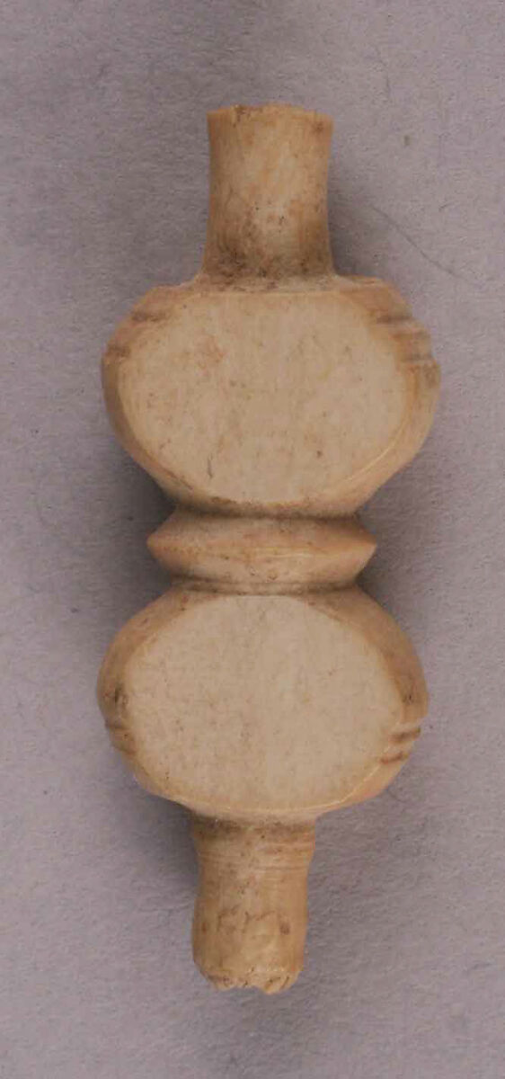 Handle or Ornament, Bone; carved, incised, and inlaid with paint 