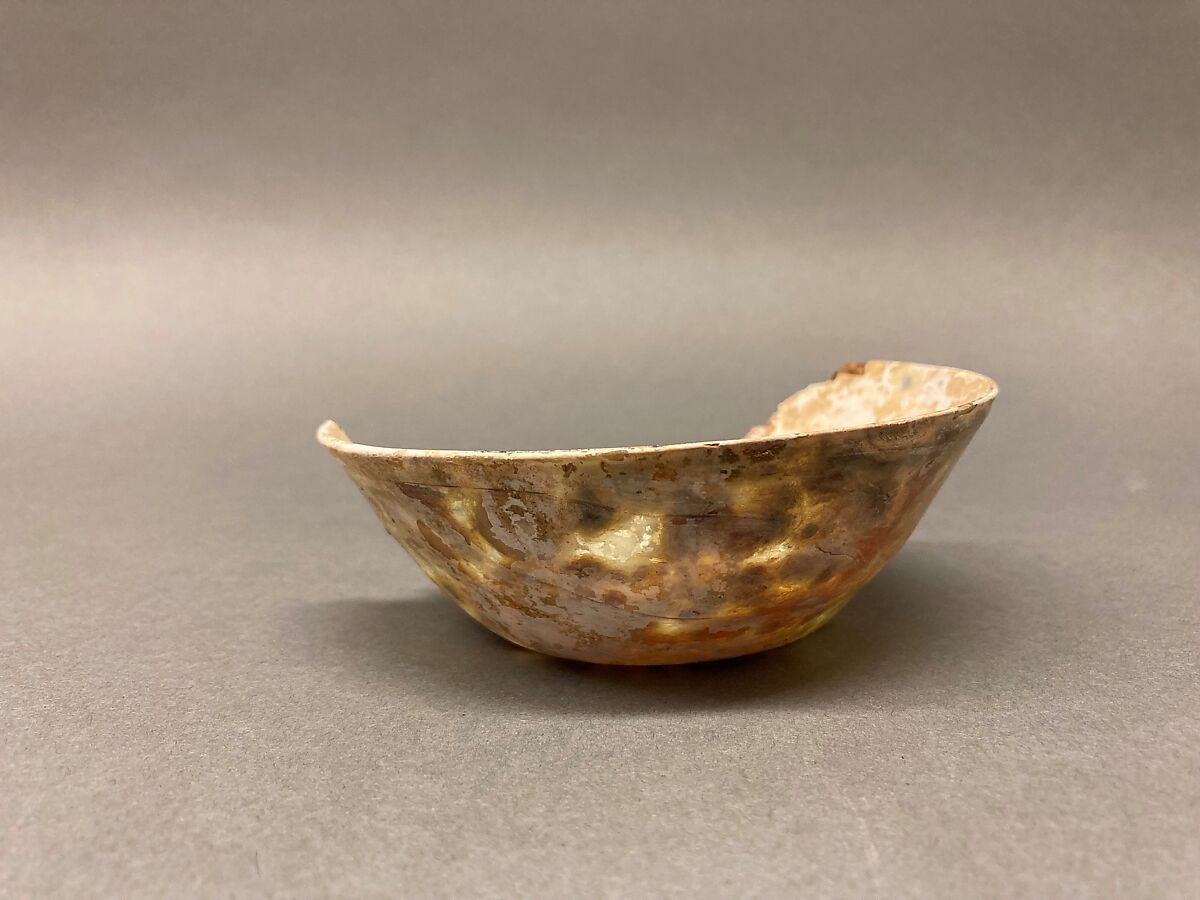 Fragment of a Bowl, Glass, colorless; free blown