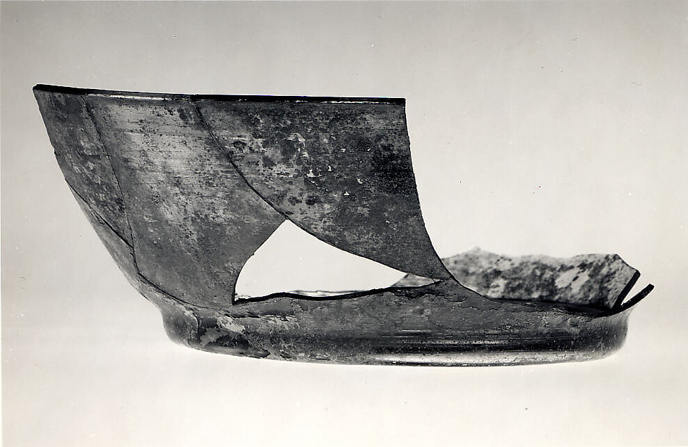 Fragment of a Bowl, Glass, greenish; free blown