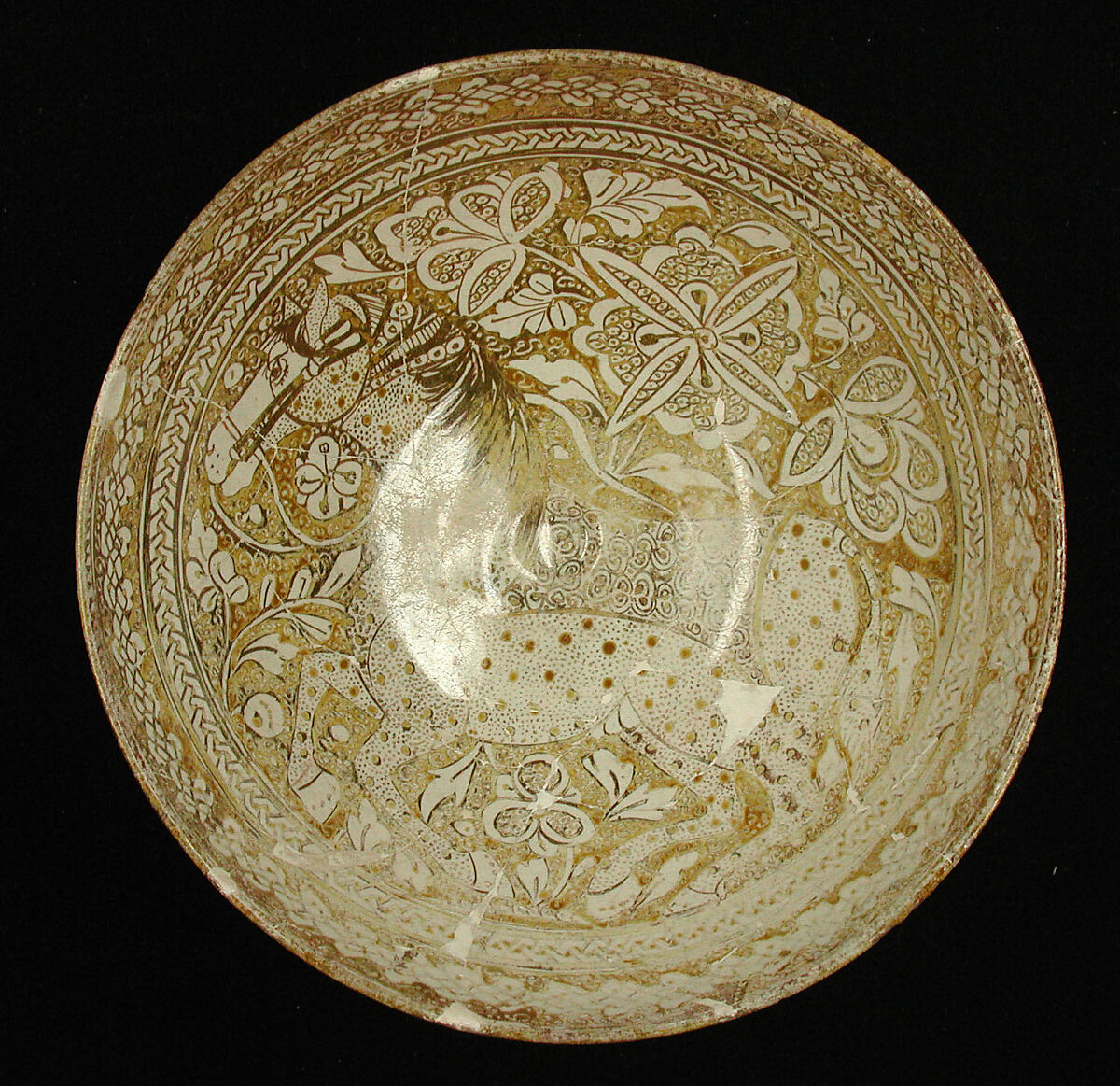 Bowl, Stonepaste; luster-painted over opaque white glaze