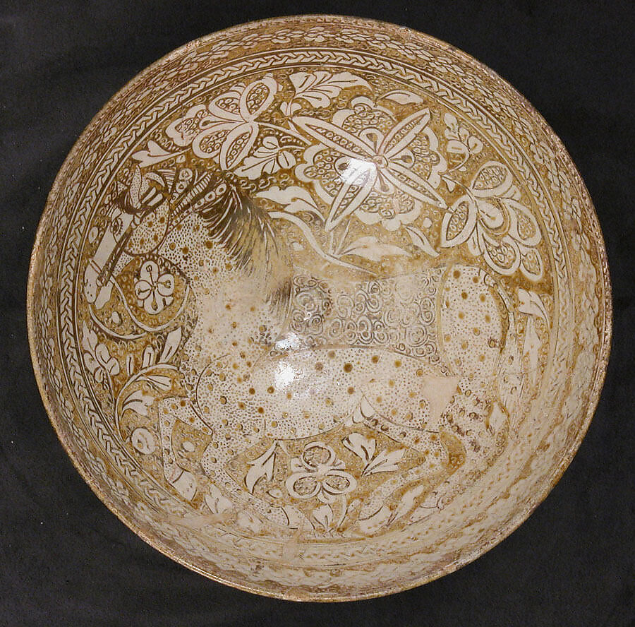 Bowl, Stonepaste; luster-painted over opaque white glaze 