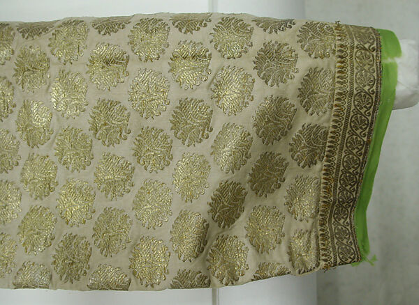 Coat, Silk, metal wrapped thread; twill weave, brocaded, applied decorative braid and enclosure