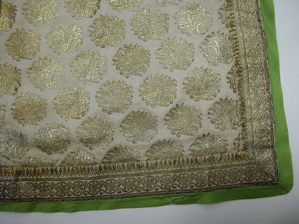Coat, Silk, metal wrapped thread; twill weave, brocaded, applied decorative braid and enclosure