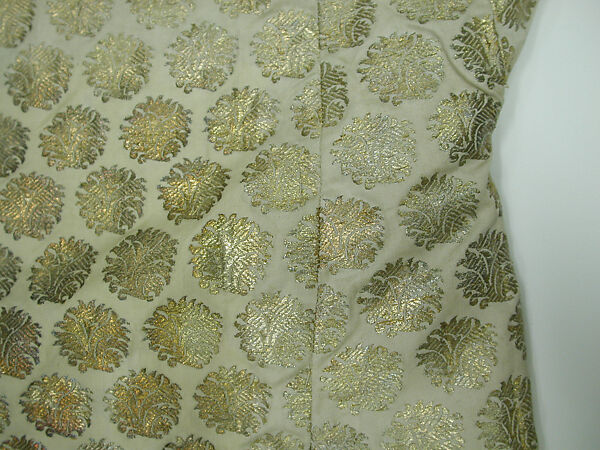 Coat, Silk, metal wrapped thread; twill weave, brocaded, applied decorative braid and enclosure
