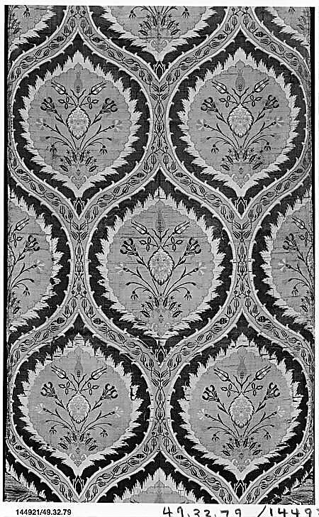 Fragmentary Loom Width with Ogival Pattern, Silk, metal wrapped thread; lampas (kemha)