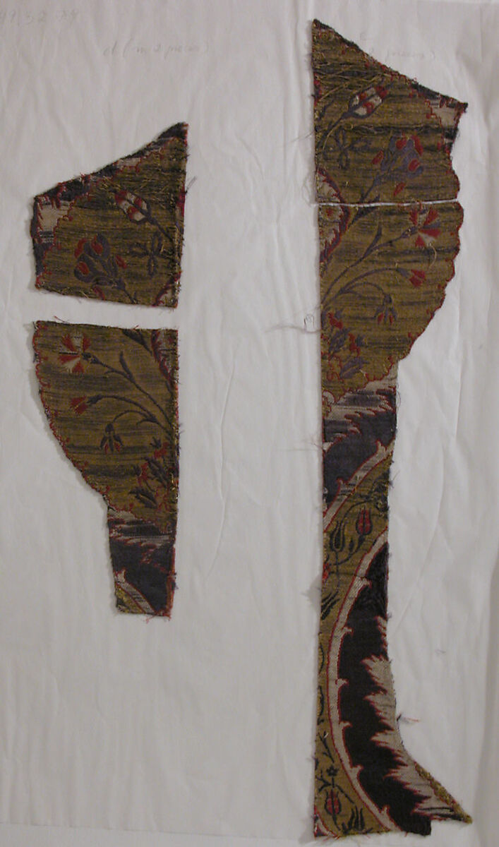 Fragmentary Loom Width with Ogival Pattern, Silk, metal wrapped thread; lampas (kemha)