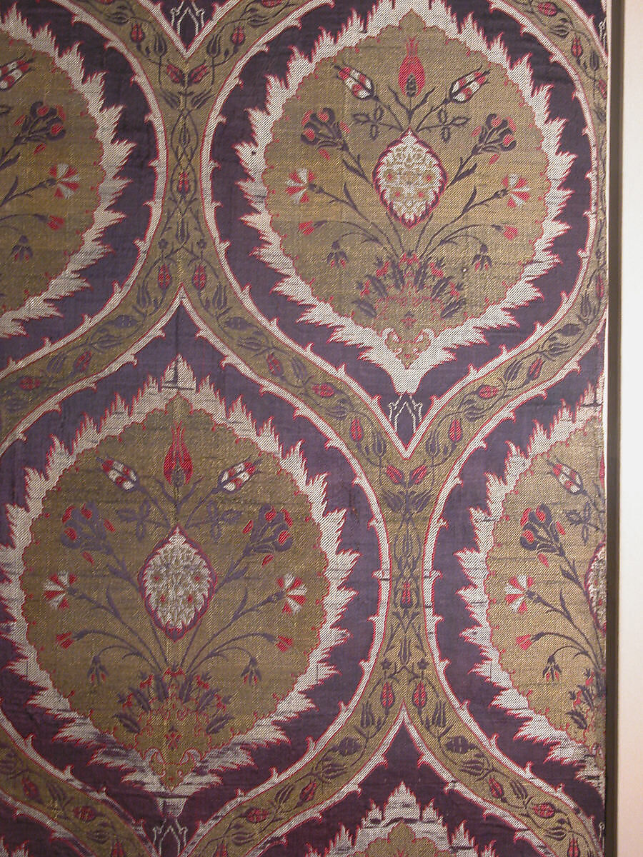 Fragmentary Loom Width with Ogival Pattern, Silk, metal wrapped thread; lampas (kemha)