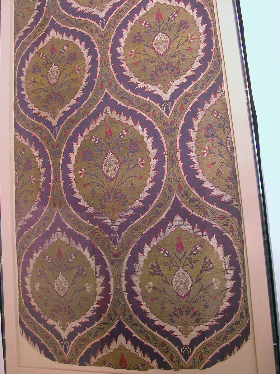 Fragmentary Loom Width with Ogival Pattern, Silk, metal wrapped thread; lampas (kemha)