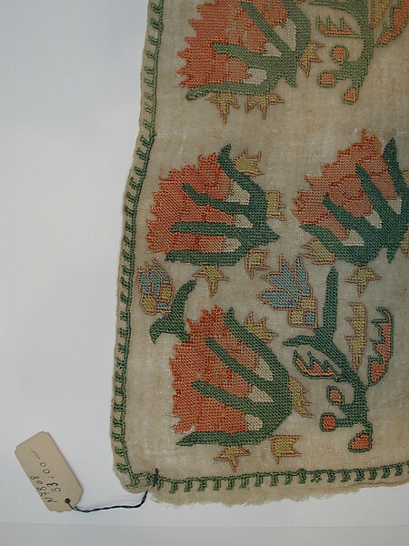 Cover, Cotton and silk thread; embroidered