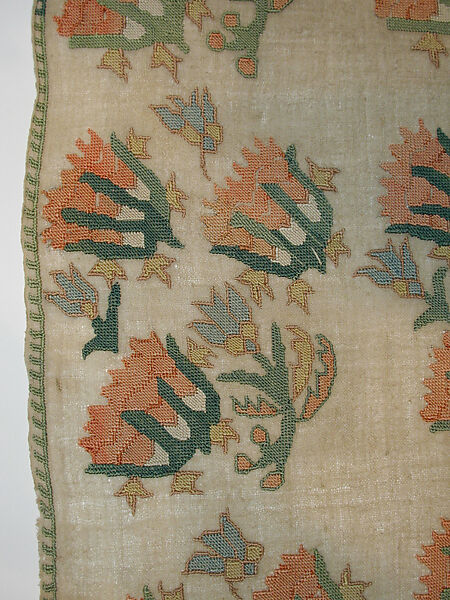 Cover, Cotton and silk thread; embroidered
