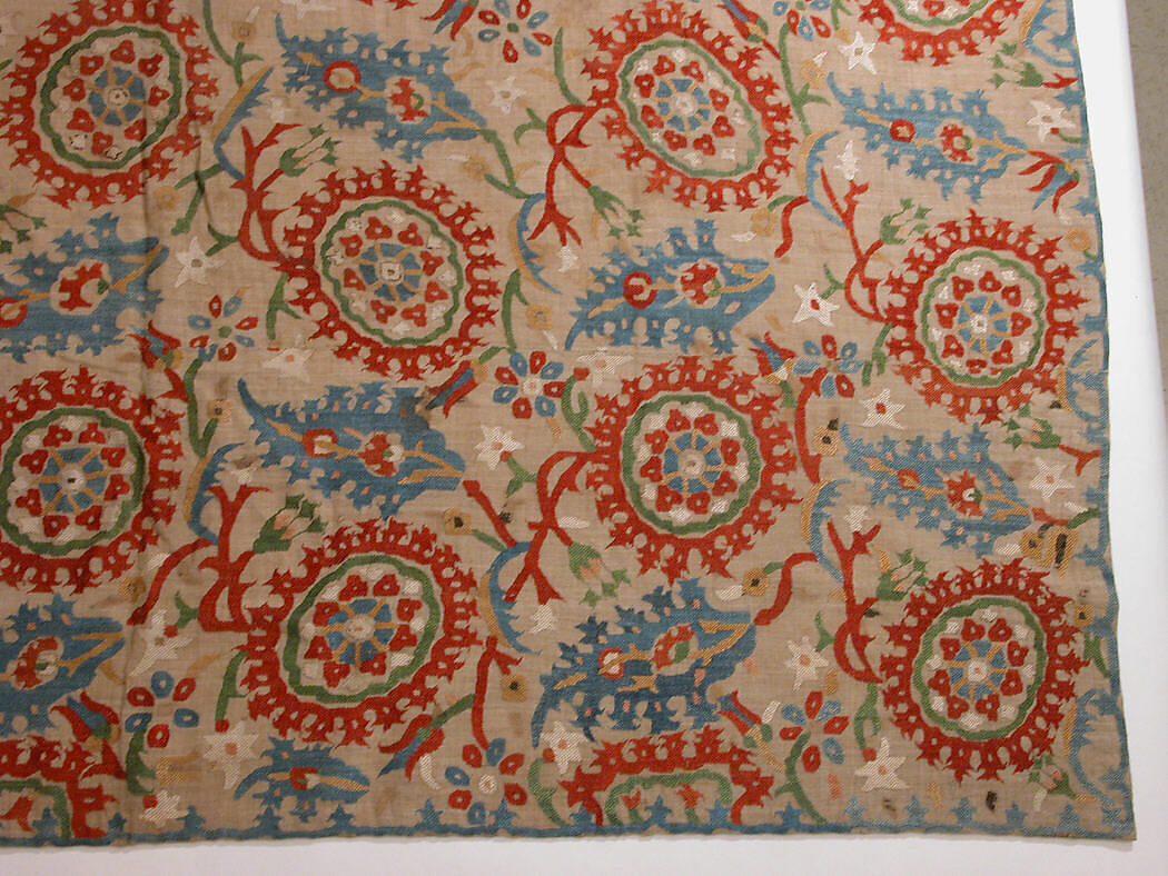 Hanging, Linen, silk thread; embroidered