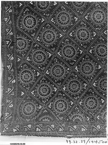 Cover, Cotton; embroidered 