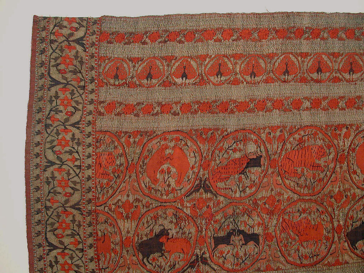 Sari Border, Silk, gold and silver wrapped thread