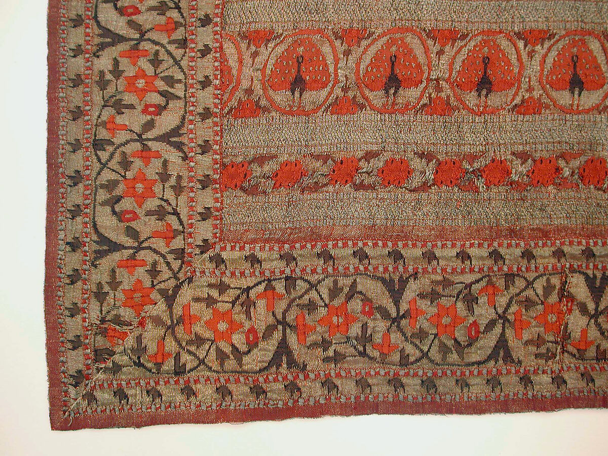 Sari Border, Silk, gold and silver wrapped thread