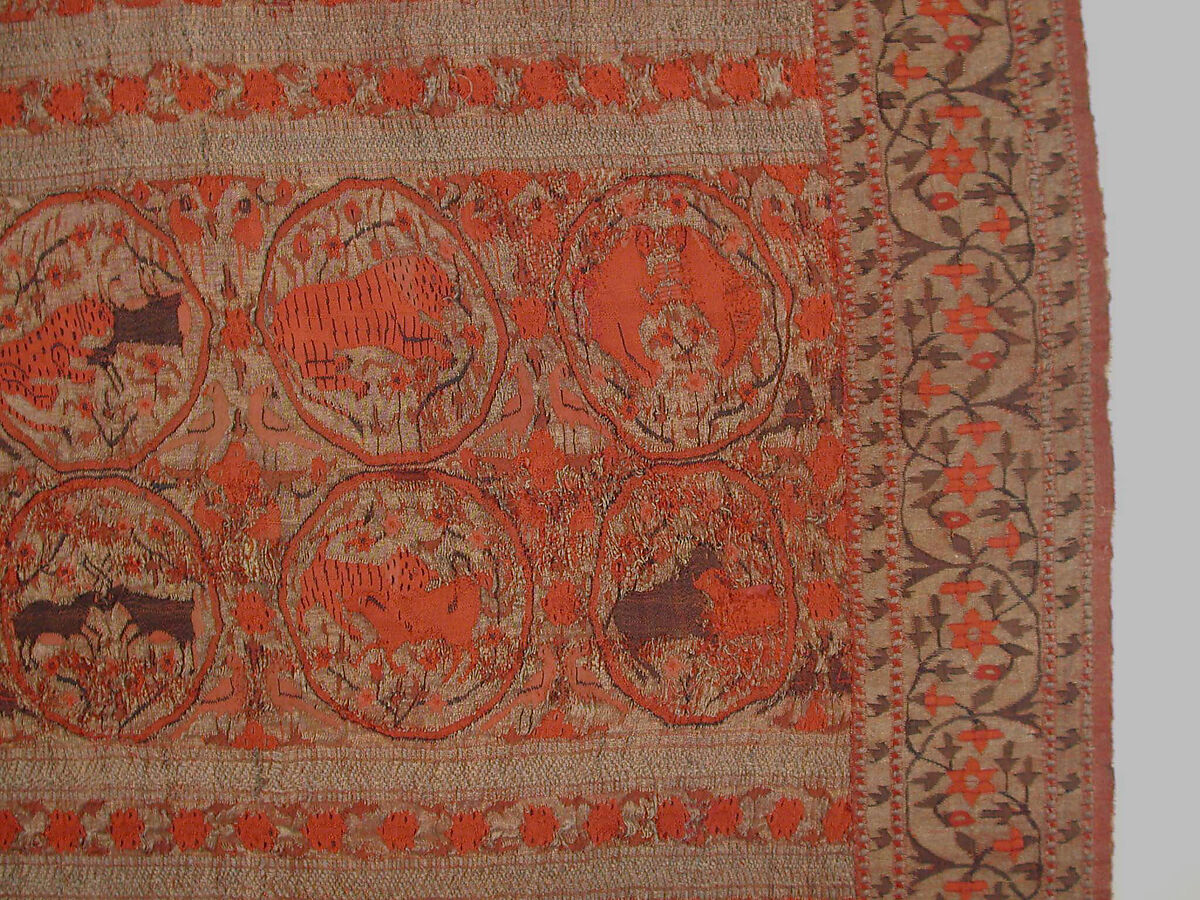 Sari Border, Silk, gold and silver wrapped thread