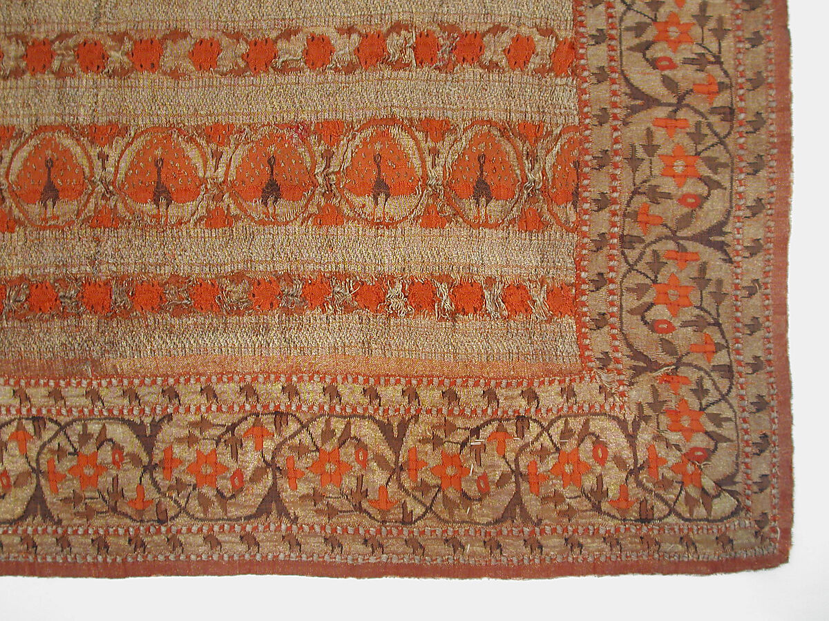 Sari Border, Silk, gold and silver wrapped thread