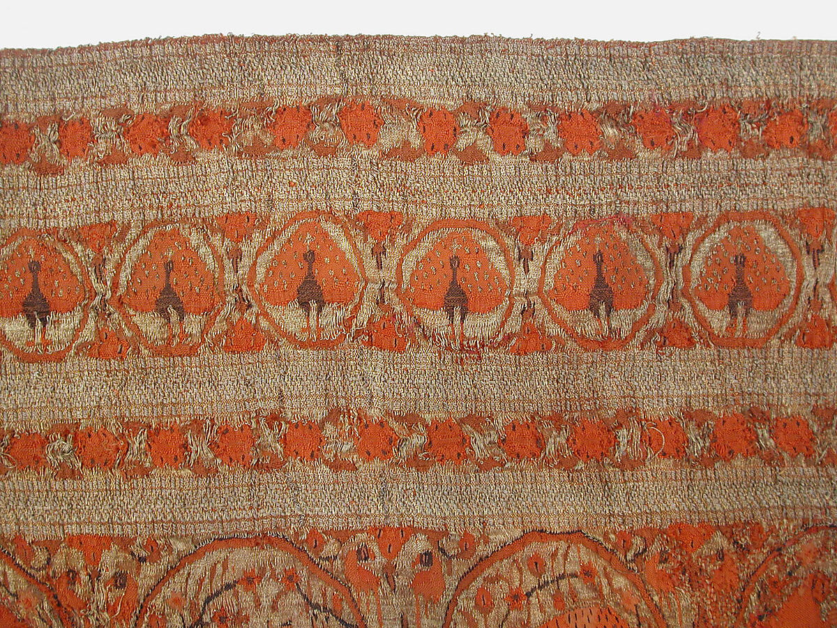 Sari Border, Silk, gold and silver wrapped thread