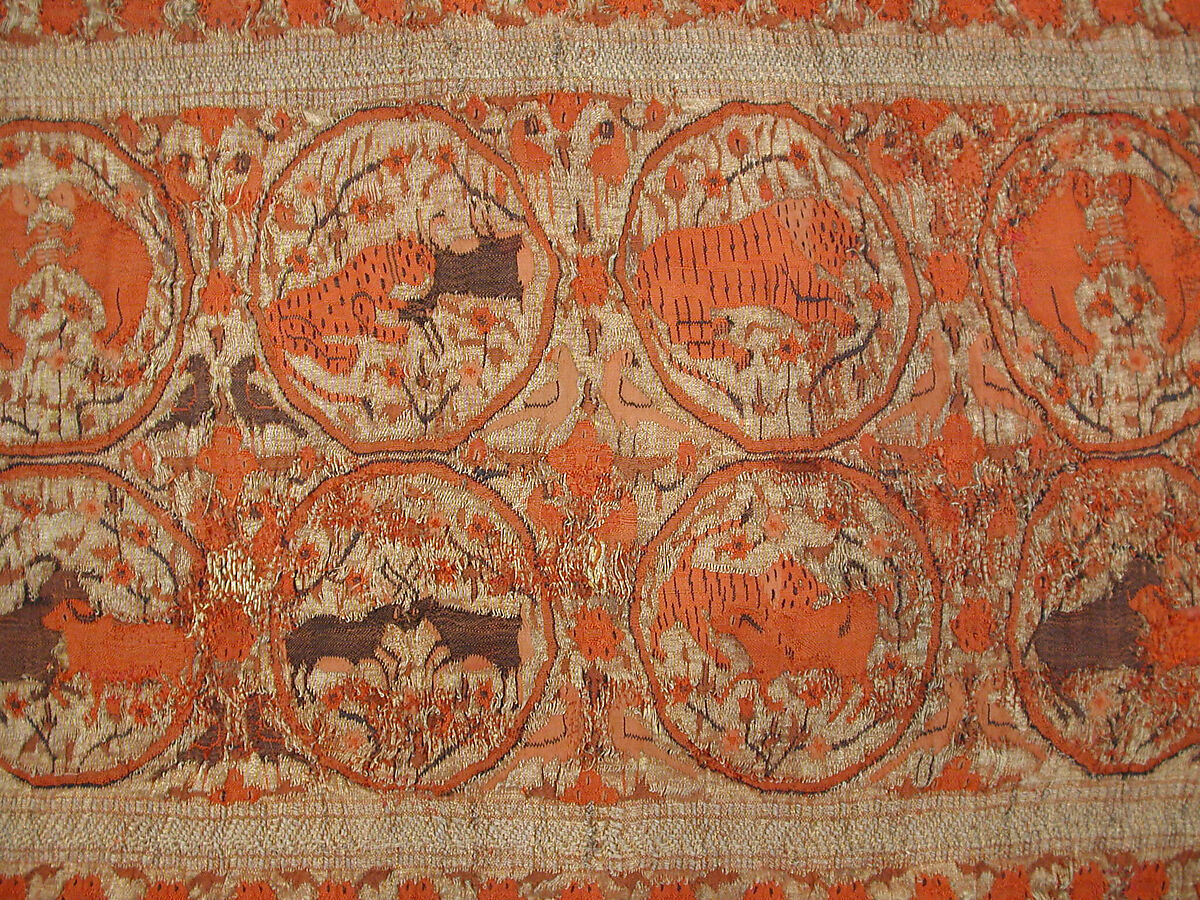 Sari Border, Silk, gold and silver wrapped thread