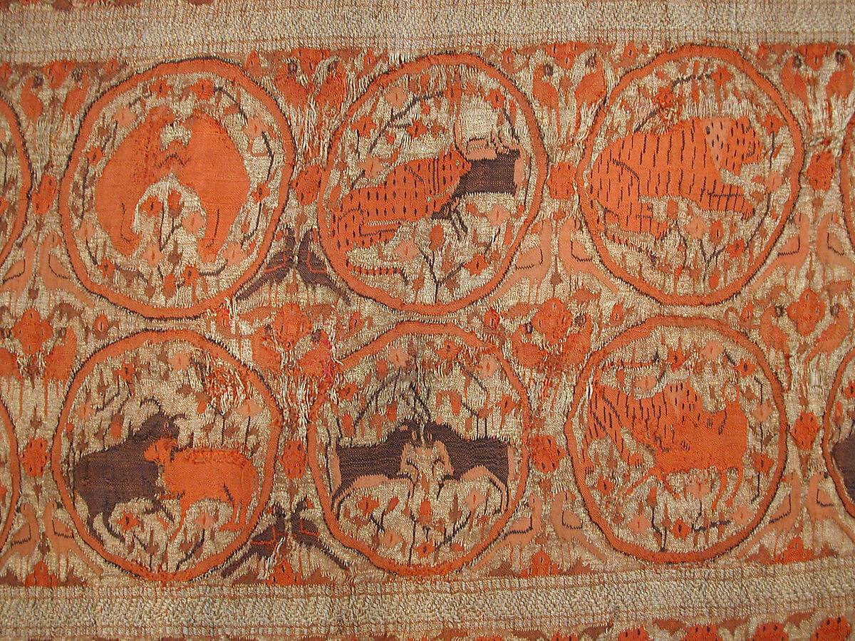 Sari Border, Silk, gold and silver wrapped thread