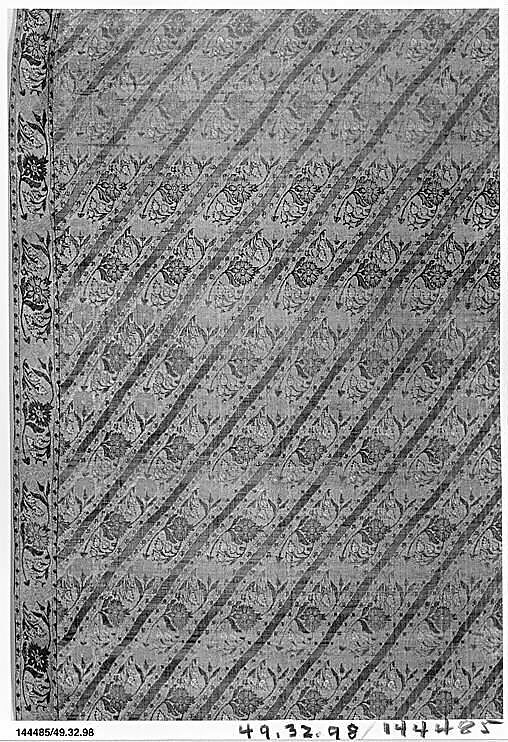 Textile Fragment, Silk, gold and silver wrapped thread
