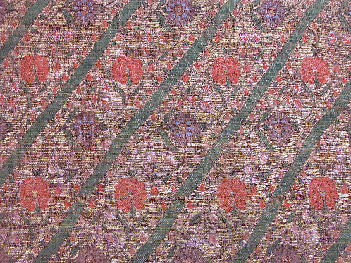 Textile Fragment, Silk, gold and silver wrapped thread