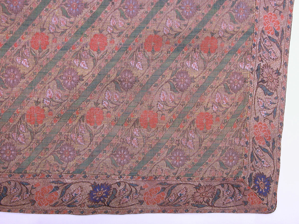 Textile Fragment, Silk, gold and silver wrapped thread
