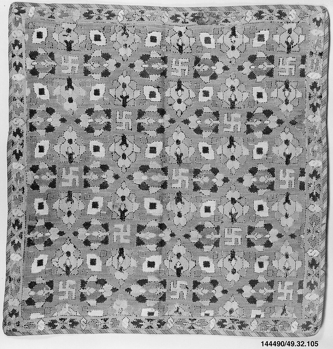Cover, Silk on cotton; embroidered 
