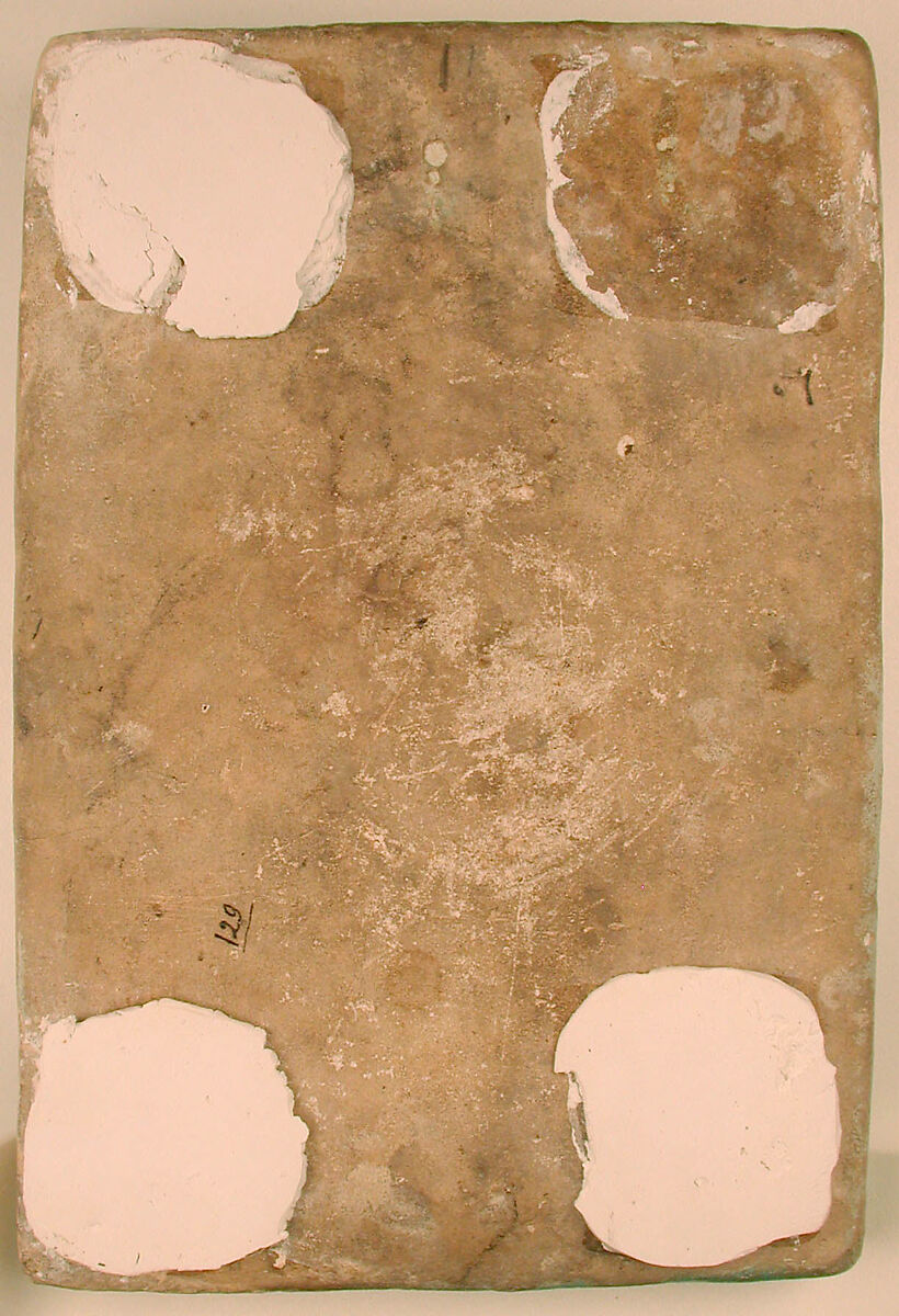 Tile with Niche Design, Stonepaste; molded, glazed, and carved