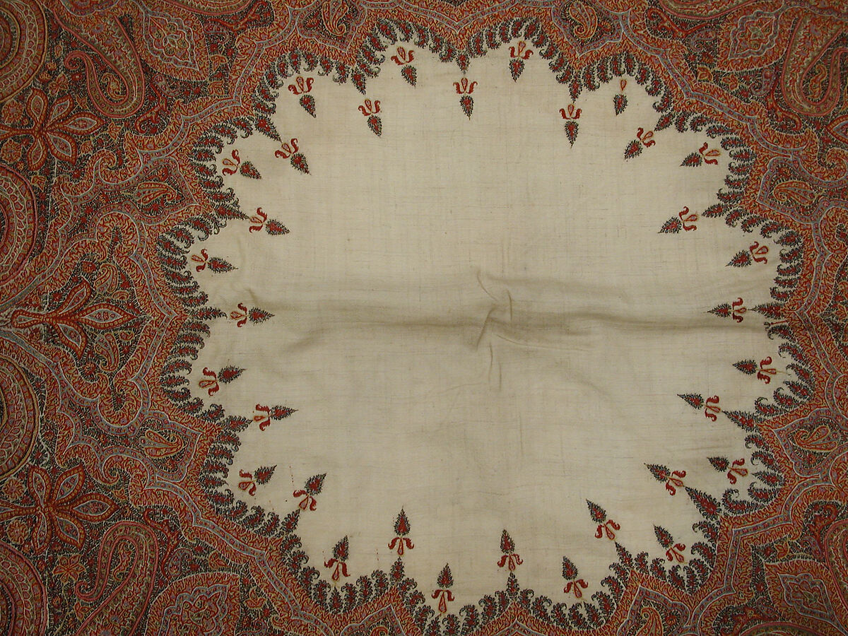 Shawl, Wool; embroidered