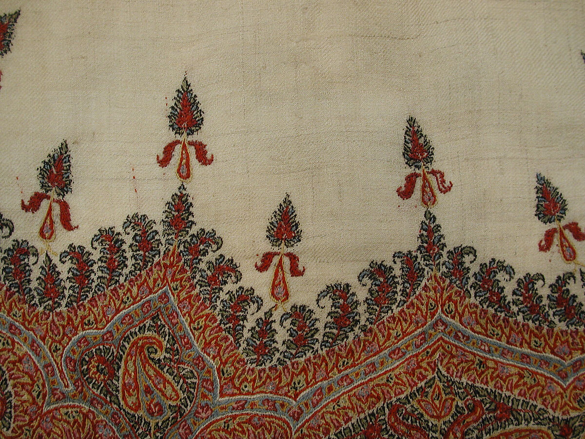 Shawl, Wool; embroidered