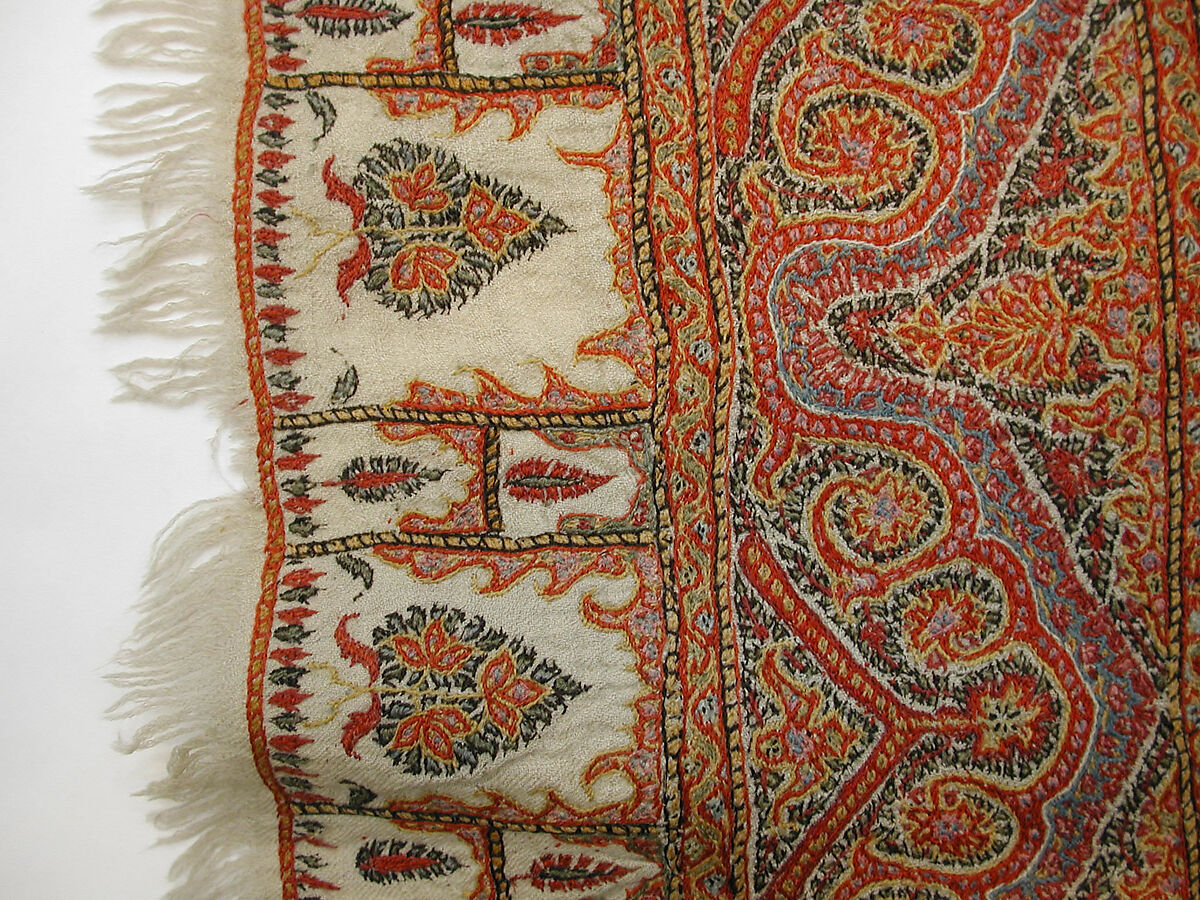Shawl, Wool; embroidered