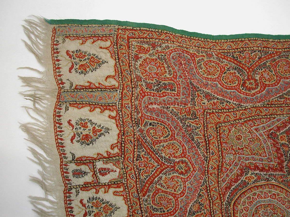 Shawl, Wool; embroidered