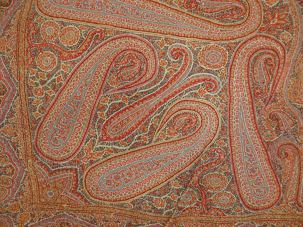 Shawl, Wool; embroidered