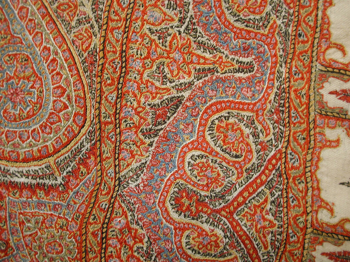 Shawl, Wool; embroidered