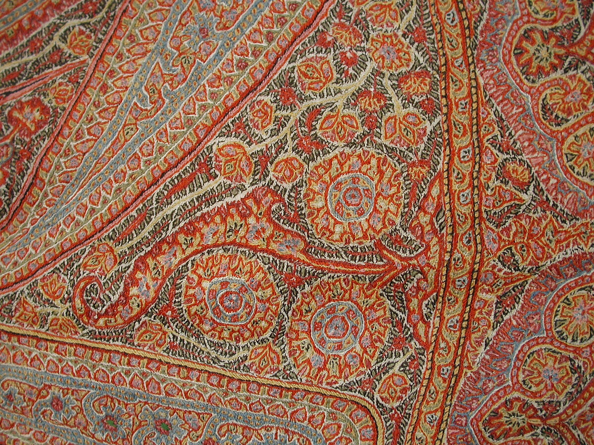 Shawl, Wool; embroidered