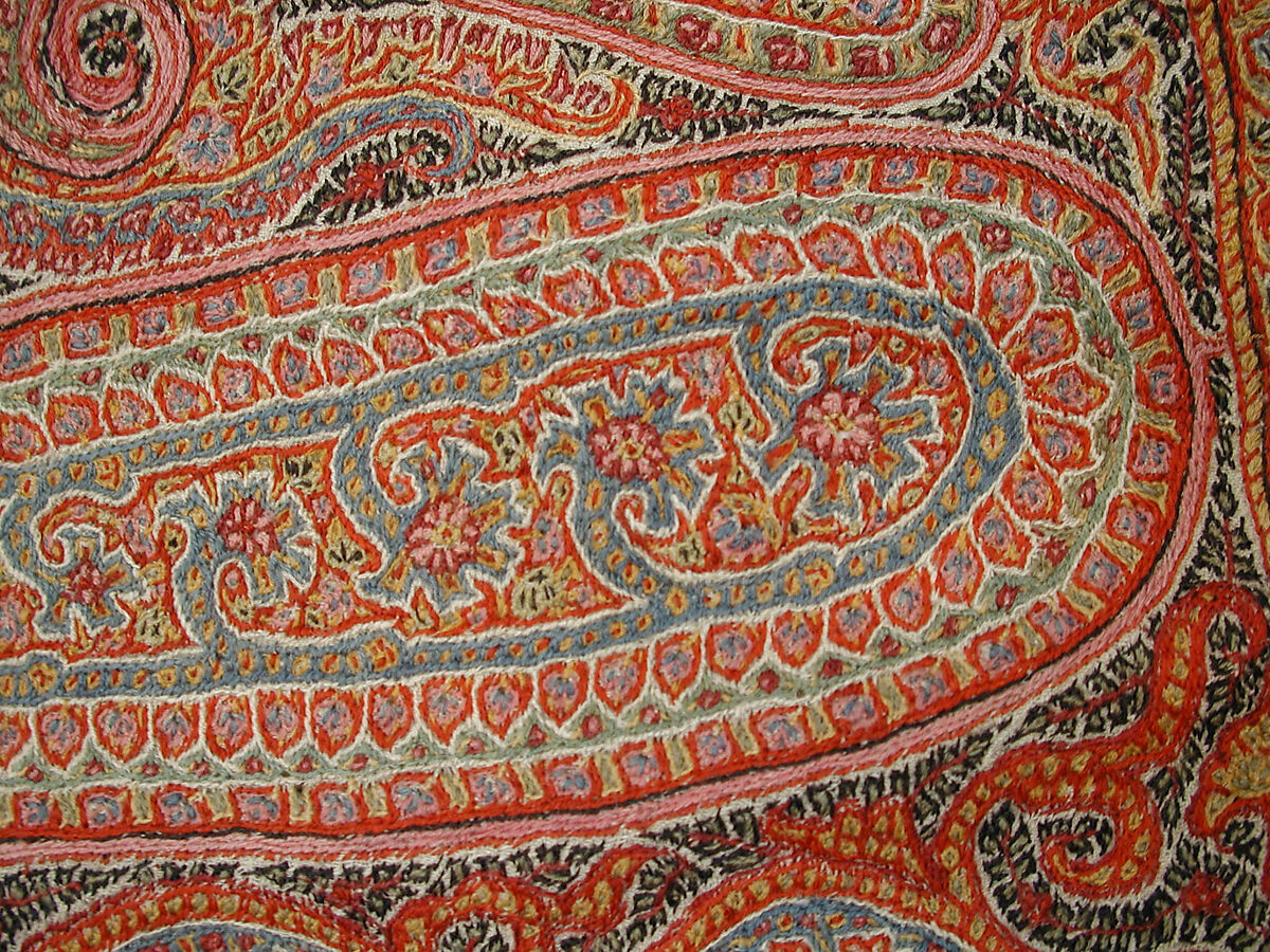 Shawl, Wool; embroidered