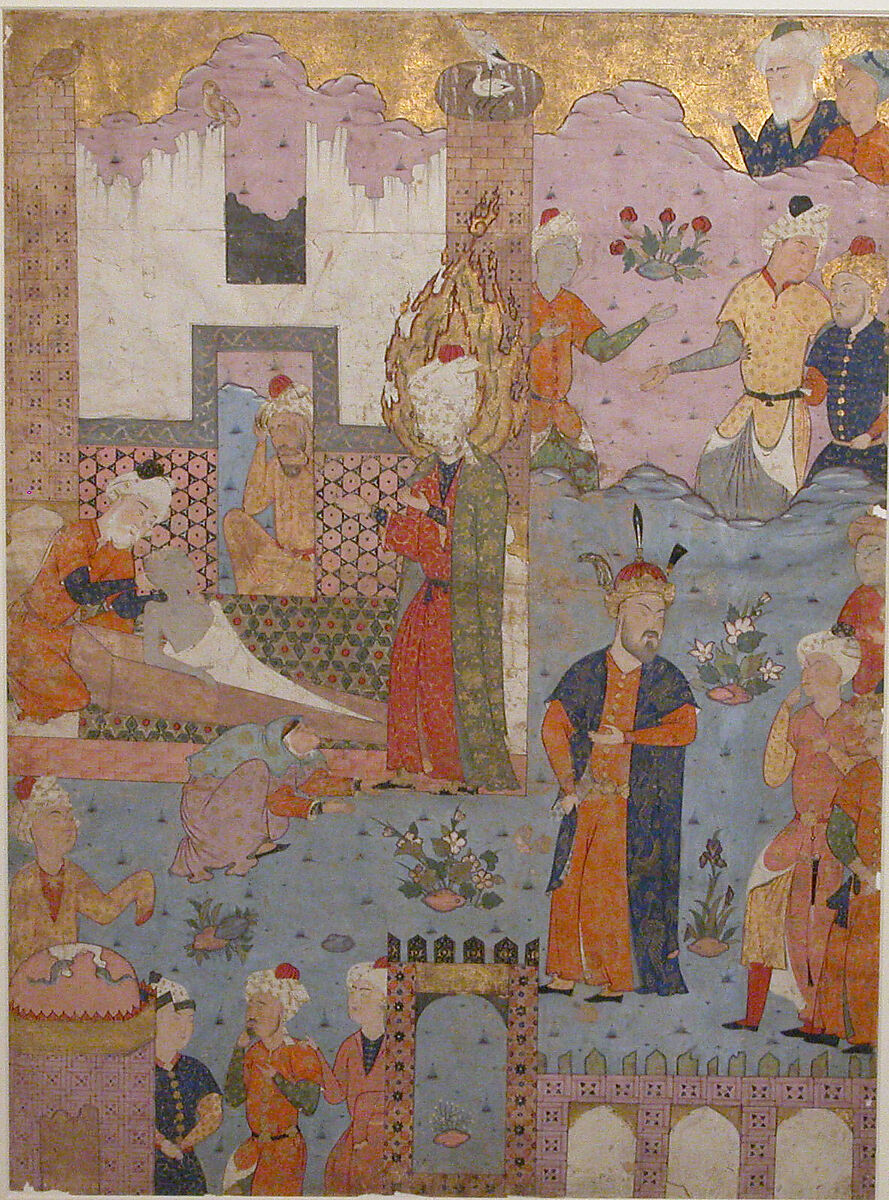 "Muhammad Revives the Sick Boy", Folio from a Falnama (Book of Omens) of Ja'far al-Sadiq, Ink, opaque watercolor, and gold on paper