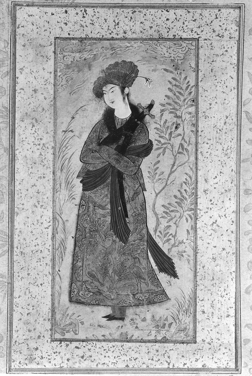 Portrait of a Youth Holding a Sword, Opaque watercolor and gilt paint on paper